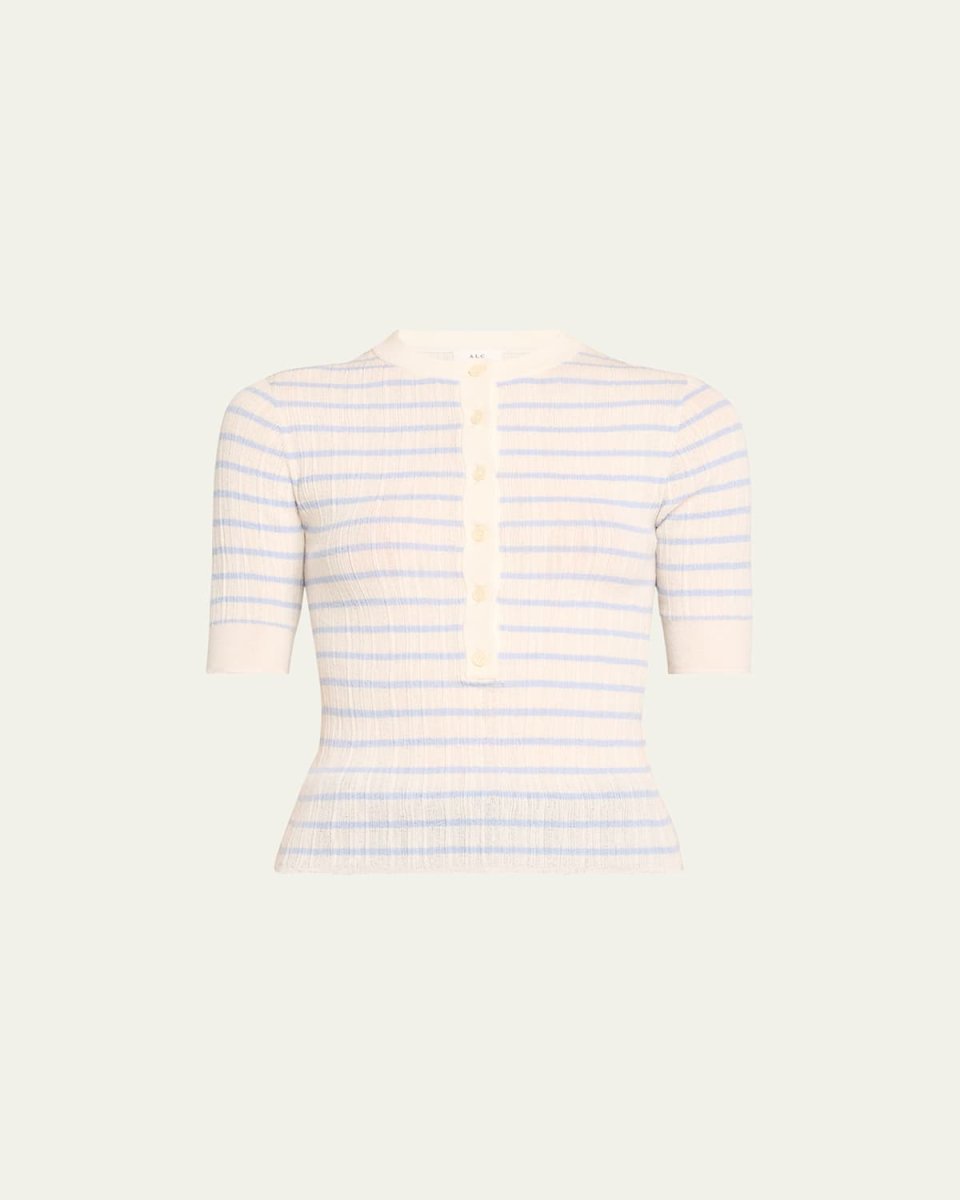 Fisher Pleated Button-Front Top
